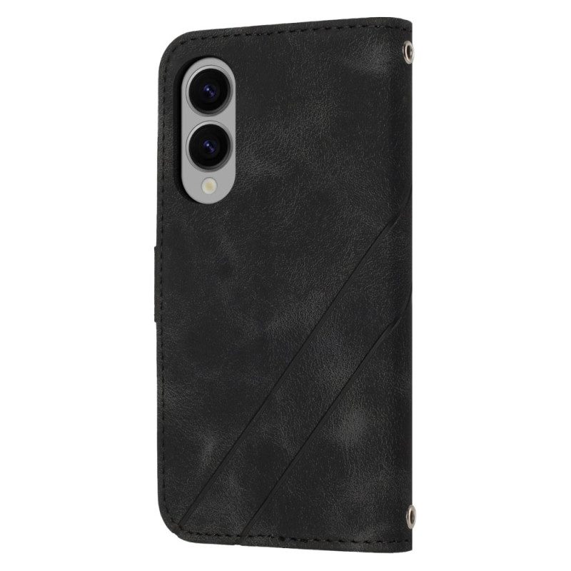 Läderfodral Samsung Galaxy S25 5g Edge Telefonfodral Tryckt Linjerem