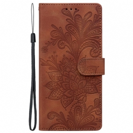 Läderfodral Samsung Galaxy S25 5g Telefonfodral Blommigt Spetsmönster