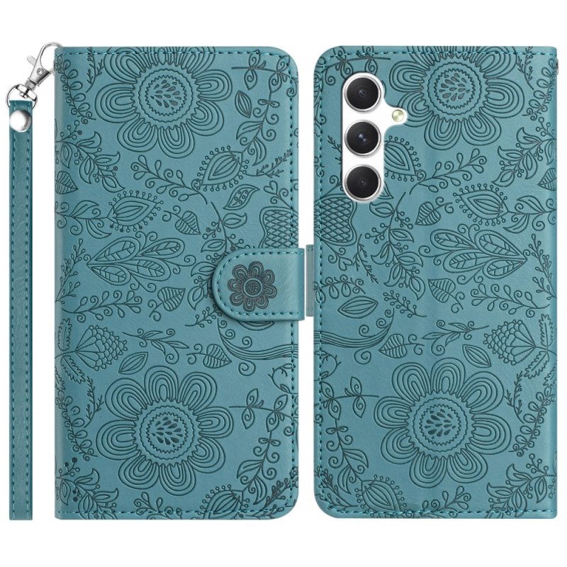 Läderfodral Samsung Galaxy S25 5g Telefonfodral Blommigt Tryck