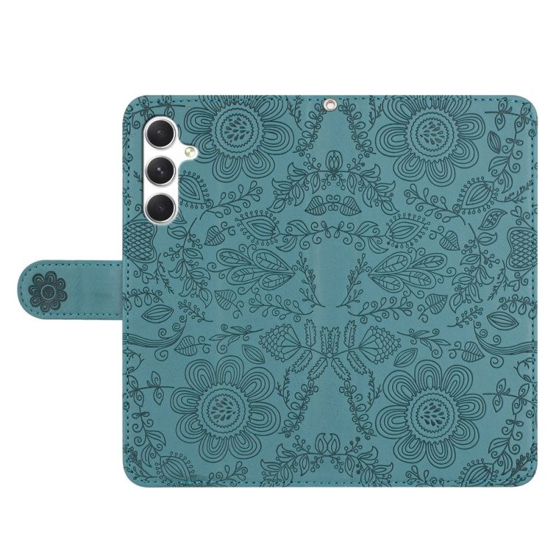 Läderfodral Samsung Galaxy S25 5g Telefonfodral Blommigt Tryck