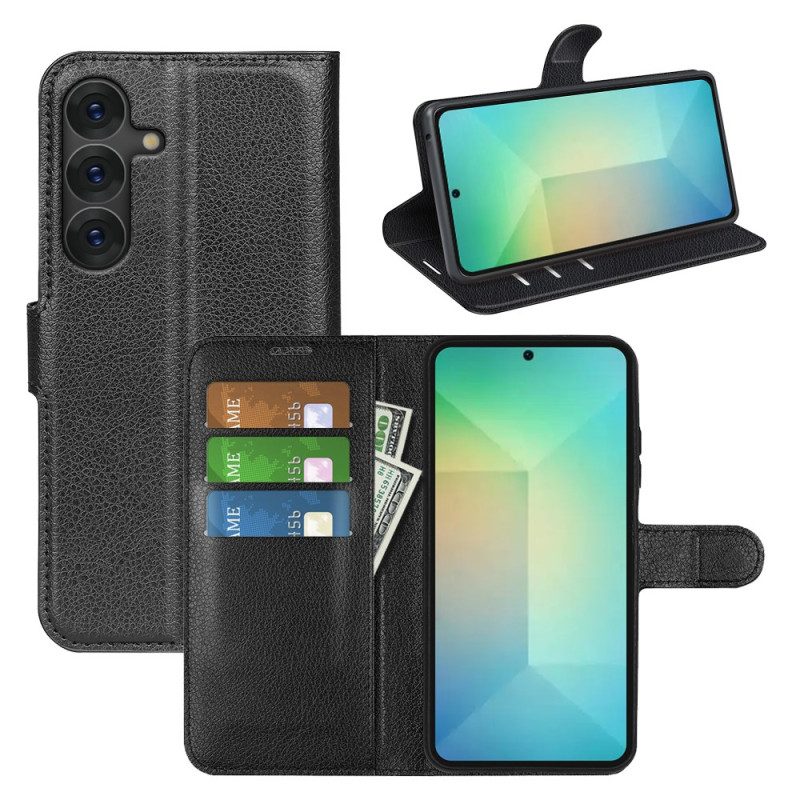 Läderfodral Samsung Galaxy S25 5g Telefonfodral Klassisk Litchi Konstläder