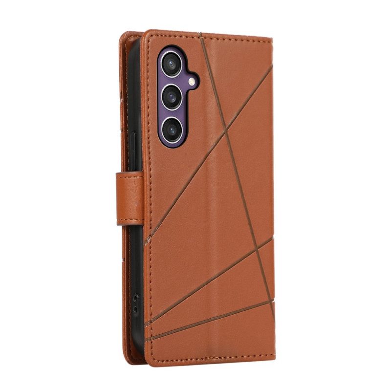 Läderfodral Samsung Galaxy S25 5g Telefonfodral Linjer Och 3 Korthållare