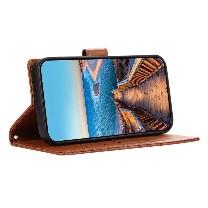 Läderfodral Samsung Galaxy S25 5g Telefonfodral Linjer Och 3 Korthållare