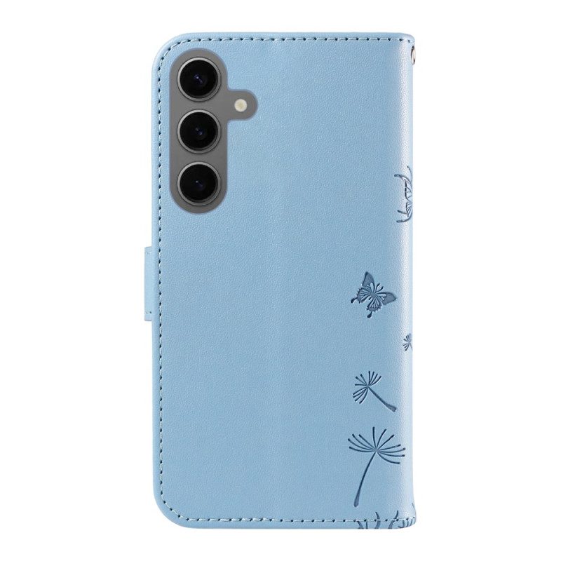 Läderfodral Samsung Galaxy S25 5g Telefonfodral Maskrosrem