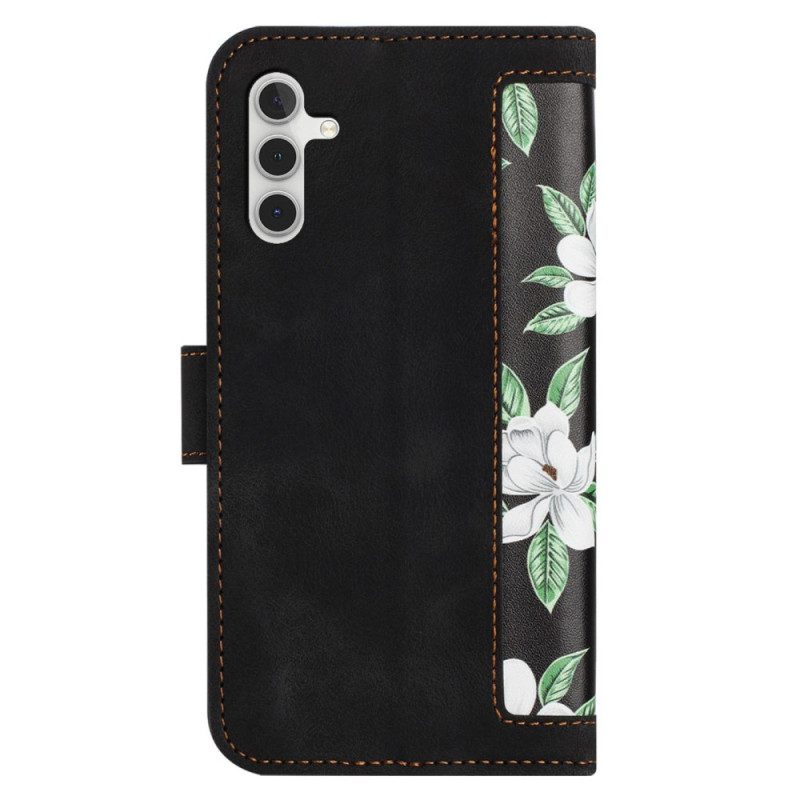 Läderfodral Samsung Galaxy S25 5g Telefonfodral Plånbok Med Blommig Effekt