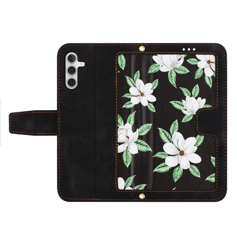 Läderfodral Samsung Galaxy S25 5g Telefonfodral Plånbok Med Blommig Effekt