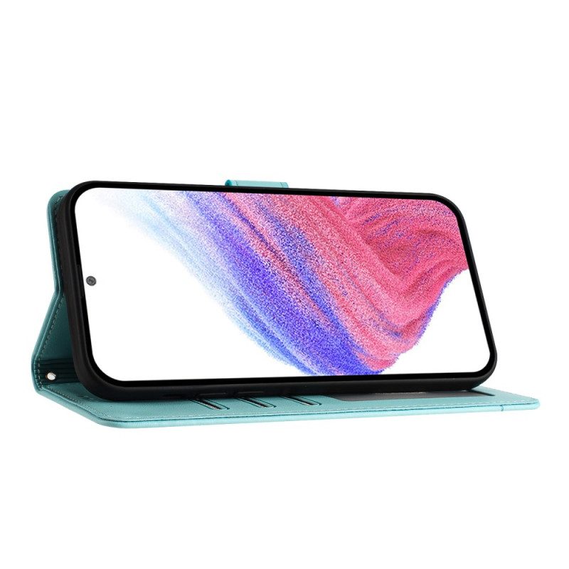 Läderfodral Samsung Galaxy S25 5g Telefonfodral Rfid-skyddande Kattmotiv
