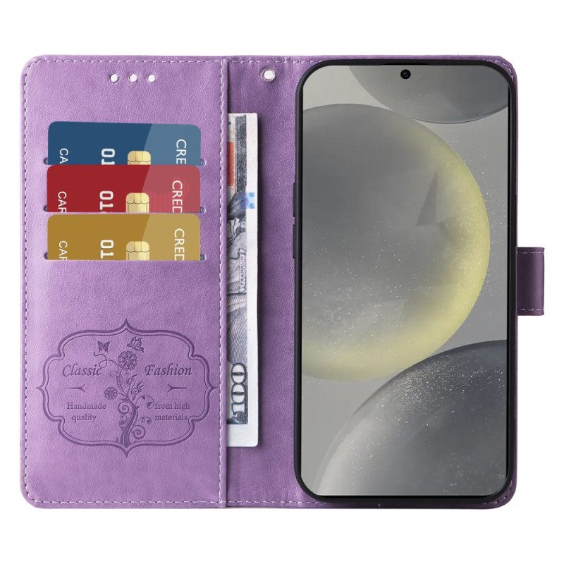 Läderfodral Samsung Galaxy S25 5g Telefonfodral Små Blommor