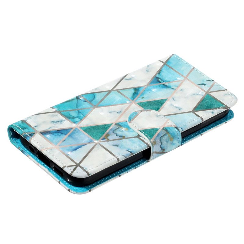 Läderfodral Samsung Galaxy S25 Fe Telefonfodral Blå Marmor Med Snodd