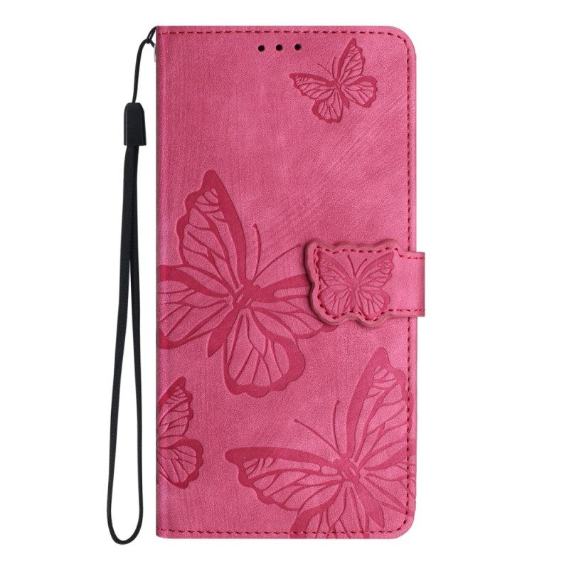 Läderfodral Samsung Galaxy S25 Fe Telefonfodral Fjärilsmockeffekt