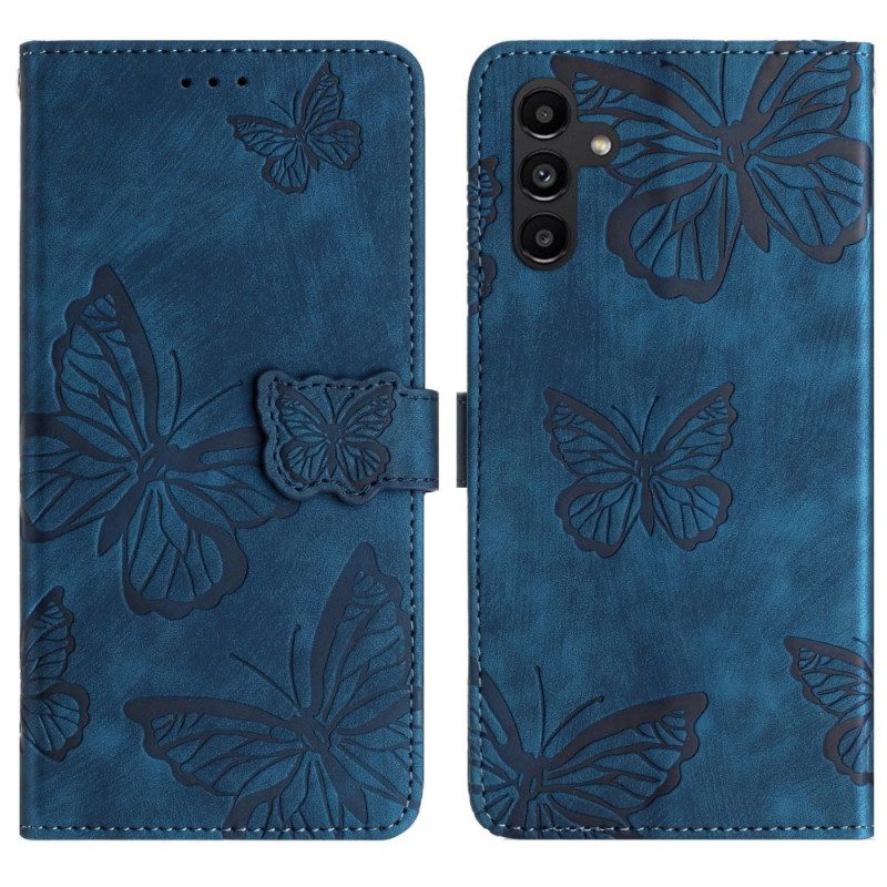 Läderfodral Samsung Galaxy S25 Fe Telefonfodral Fjärilsmockeffekt