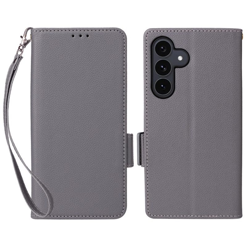 Läderfodral Samsung Galaxy S25 Fe Telefonfodral Klassisk Plånbok Med Rem