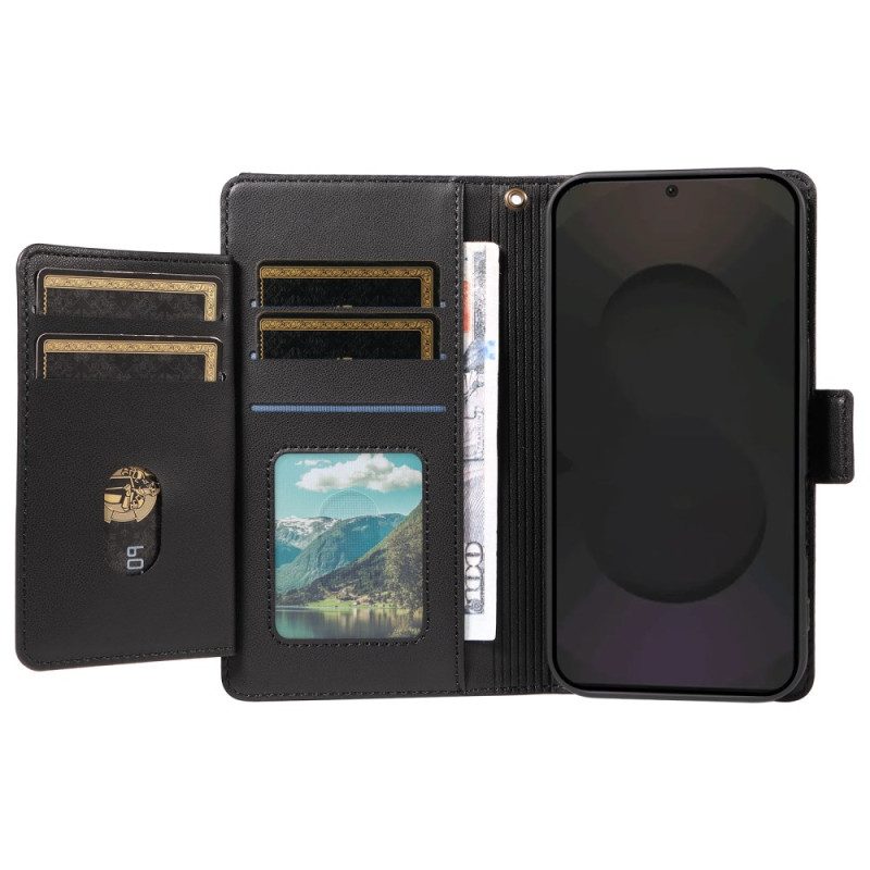 Läderfodral Samsung Galaxy S25 Fe Telefonfodral Korthållare Och Handledsrem
