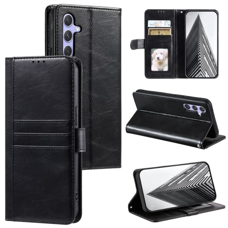 Läderfodral Samsung Galaxy S25 Fe Telefonfodral Korthållare Och Rem