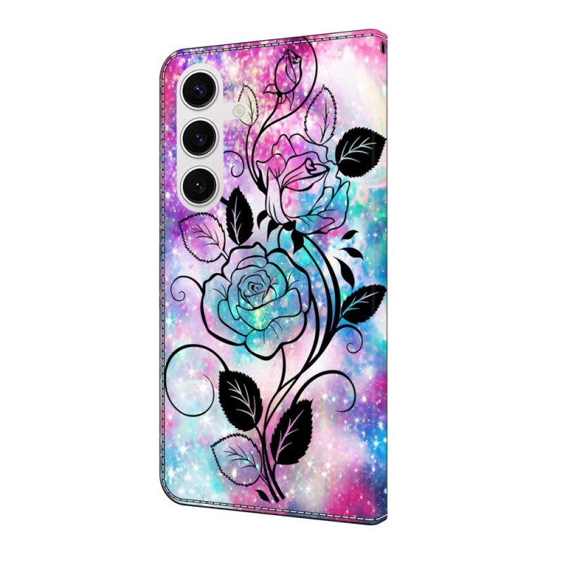 Läderfodral Samsung Galaxy S25 Fe Telefonfodral Ritad Ros