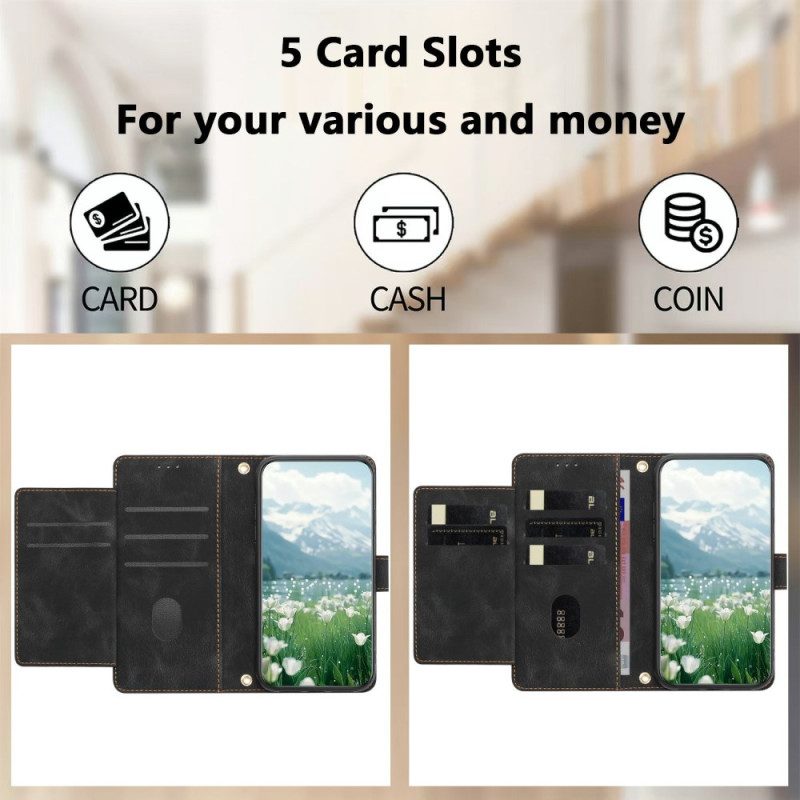 Läderfodral Samsung Galaxy S25 Plus 5g Telefonfodral Blommig Mockaeffekt