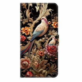 Läderfodral Samsung Galaxy S25 Plus 5g Telefonfodral Blommor Och Fåglar
