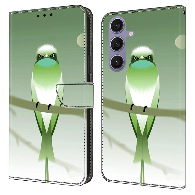 Läderfodral Samsung Galaxy S25 Plus 5g Telefonfodral Grön Fågel
