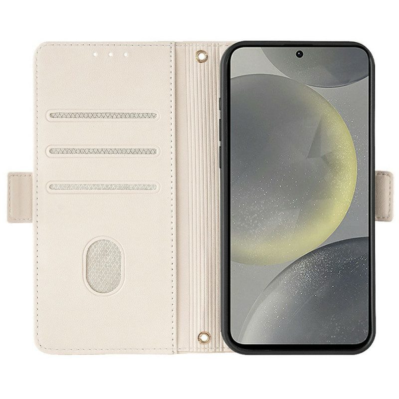 Läderfodral Samsung Galaxy S25 Plus 5g Telefonfodral Guldfärgad Spänne Med Rem