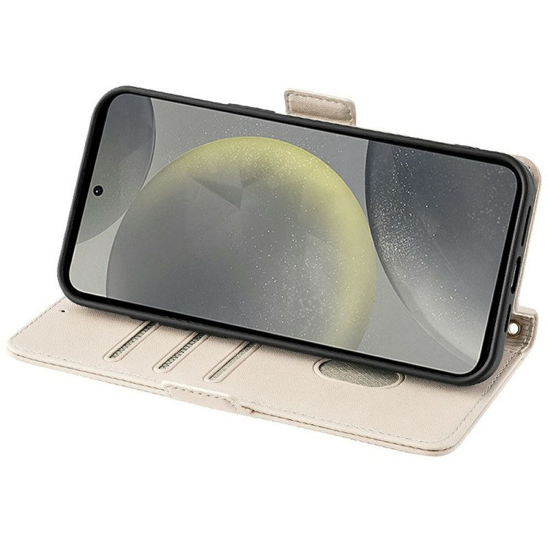 Läderfodral Samsung Galaxy S25 Plus 5g Telefonfodral Guldfärgad Spänne Med Rem