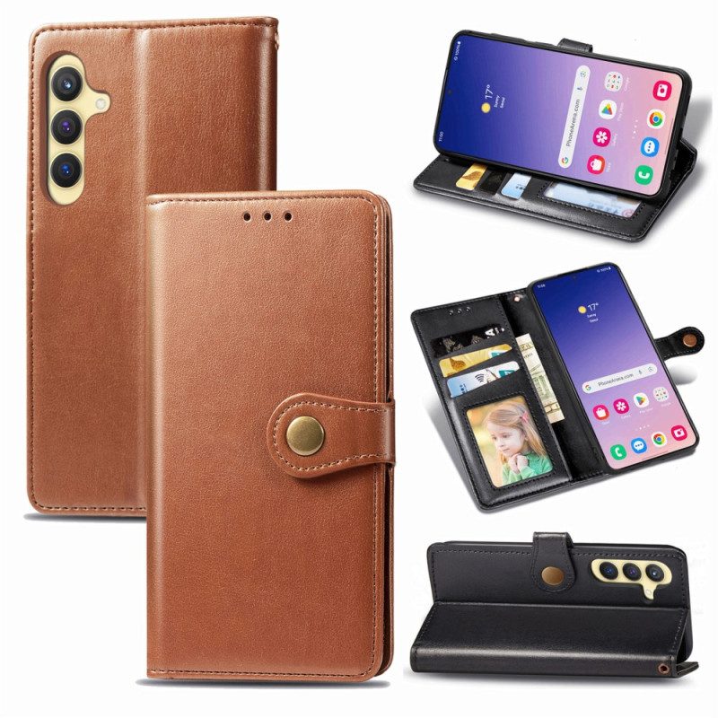 Läderfodral Samsung Galaxy S25 Plus 5g Telefonfodral Knappstängning