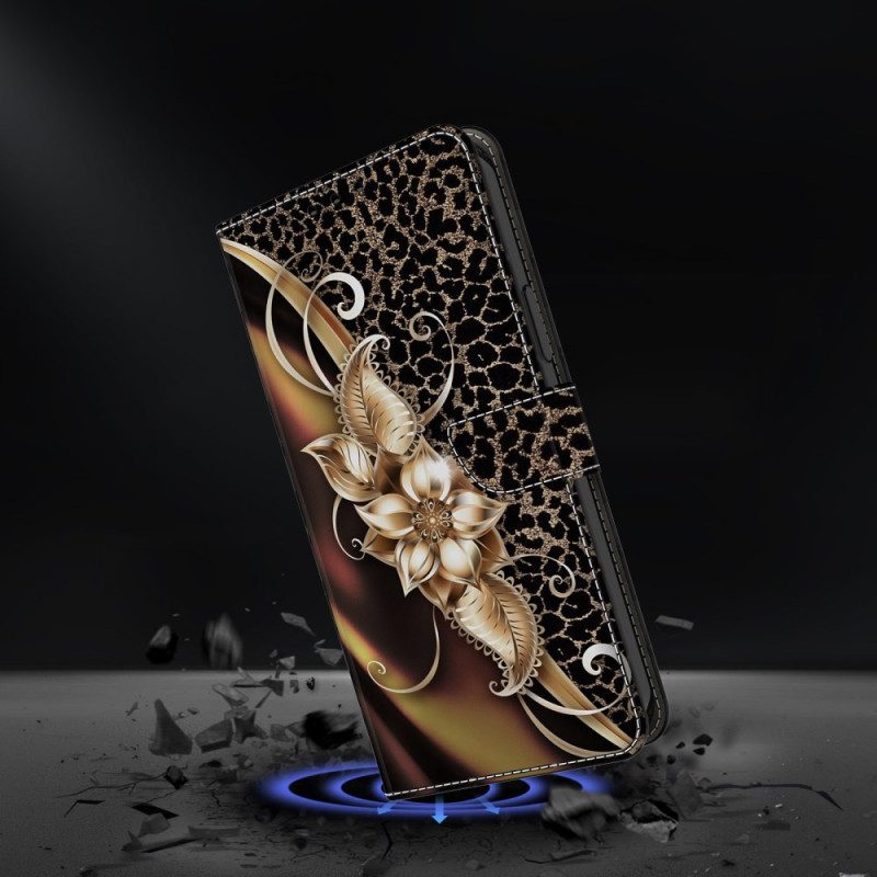 Läderfodral Samsung Galaxy S25 Plus 5g Telefonfodral Metalliska Blommor