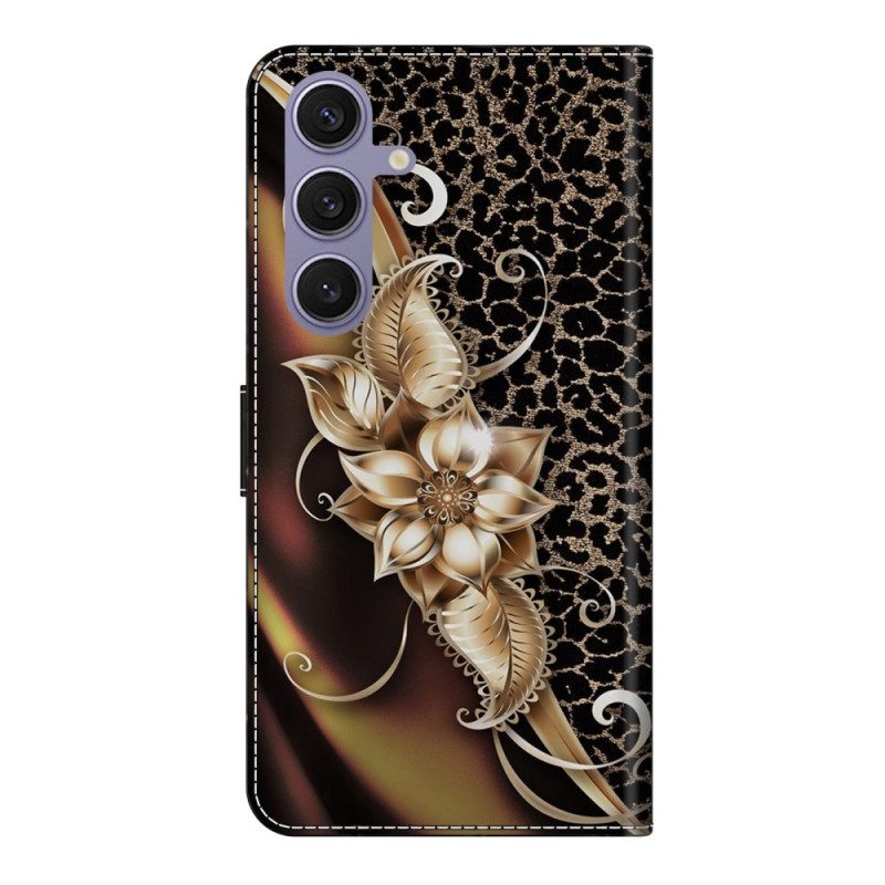 Läderfodral Samsung Galaxy S25 Plus 5g Telefonfodral Metalliska Blommor