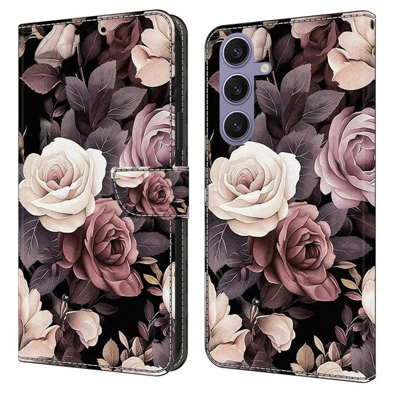Läderfodral Samsung Galaxy S25 Plus 5g Telefonfodral Rosor