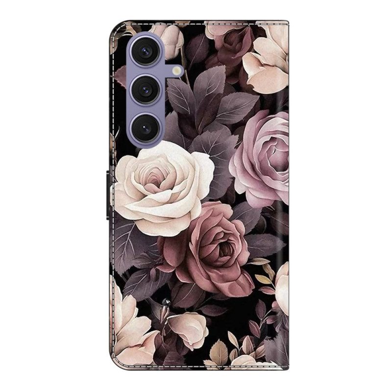 Läderfodral Samsung Galaxy S25 Plus 5g Telefonfodral Rosor