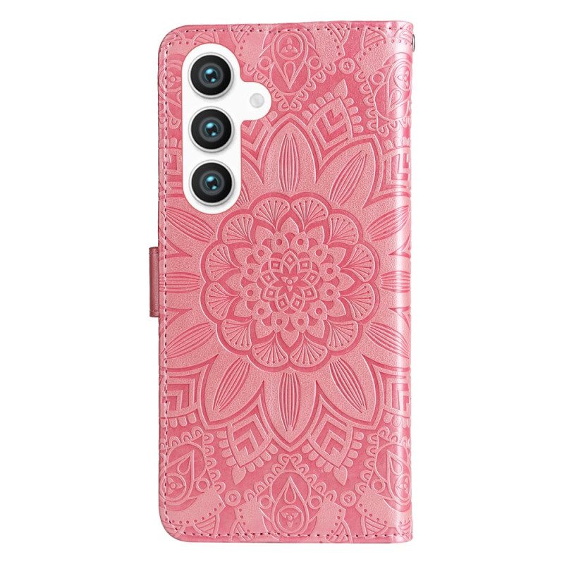 Läderfodral Samsung Galaxy S25 Plus 5g Telefonfodral Solrosmönster