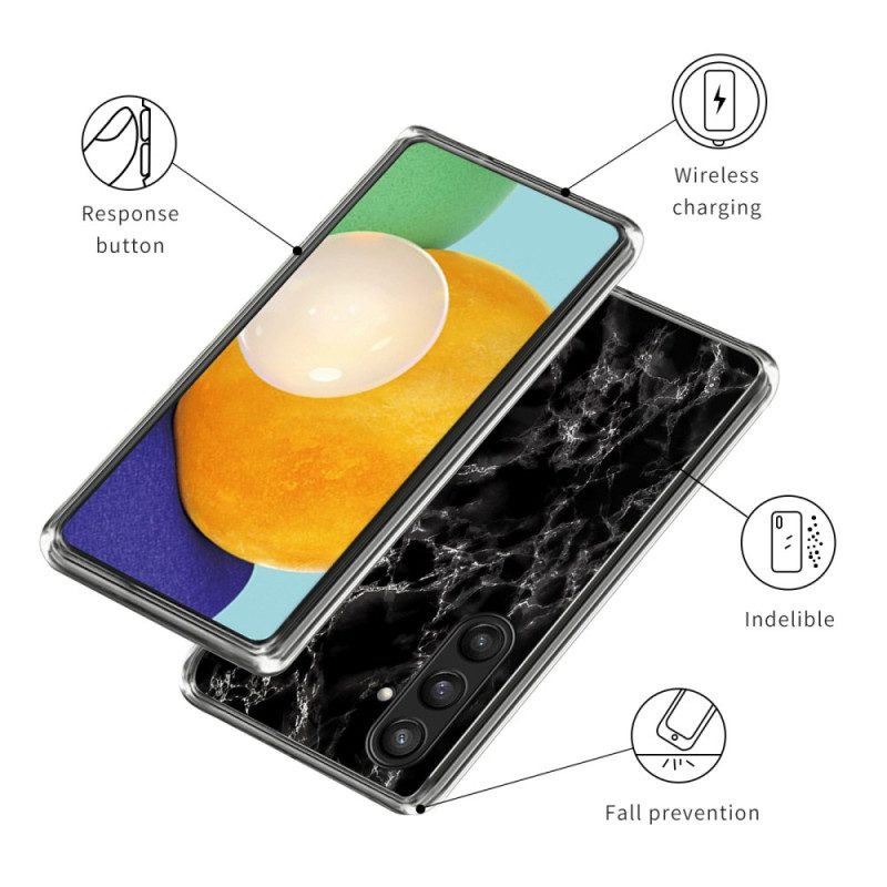 Läderfodral Samsung Galaxy S25 Plus 5g Telefonfodral Svart Marmor