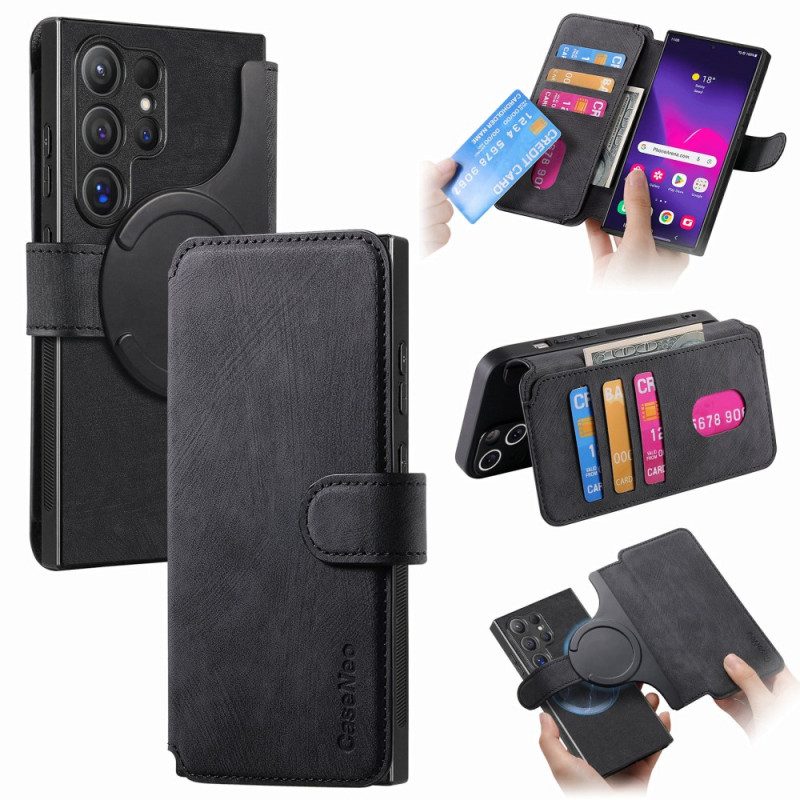 Läderfodral Samsung Galaxy S25 Ultra 5g Telefonfodral Avtagbart Magnetiskt Rfid Caseneo-fodral