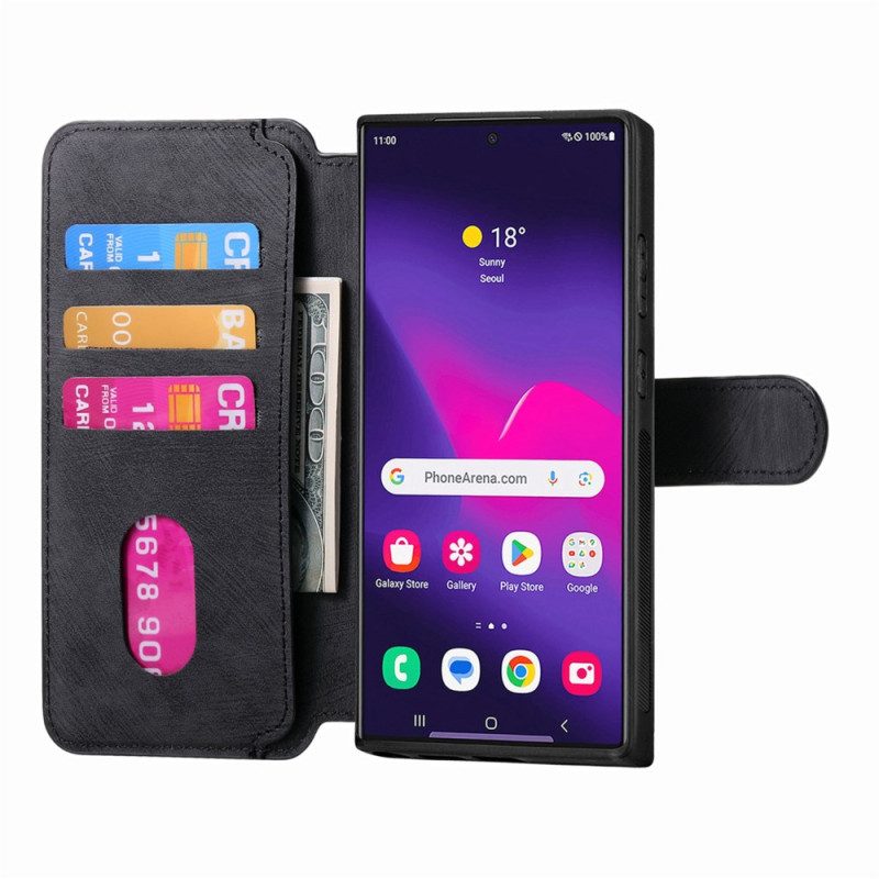 Läderfodral Samsung Galaxy S25 Ultra 5g Telefonfodral Avtagbart Magnetiskt Rfid Caseneo-fodral