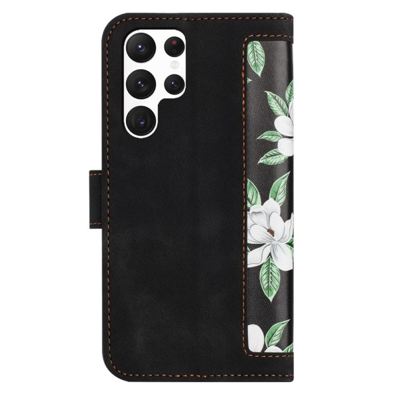Läderfodral Samsung Galaxy S25 Ultra 5g Telefonfodral Blommig Plånbok