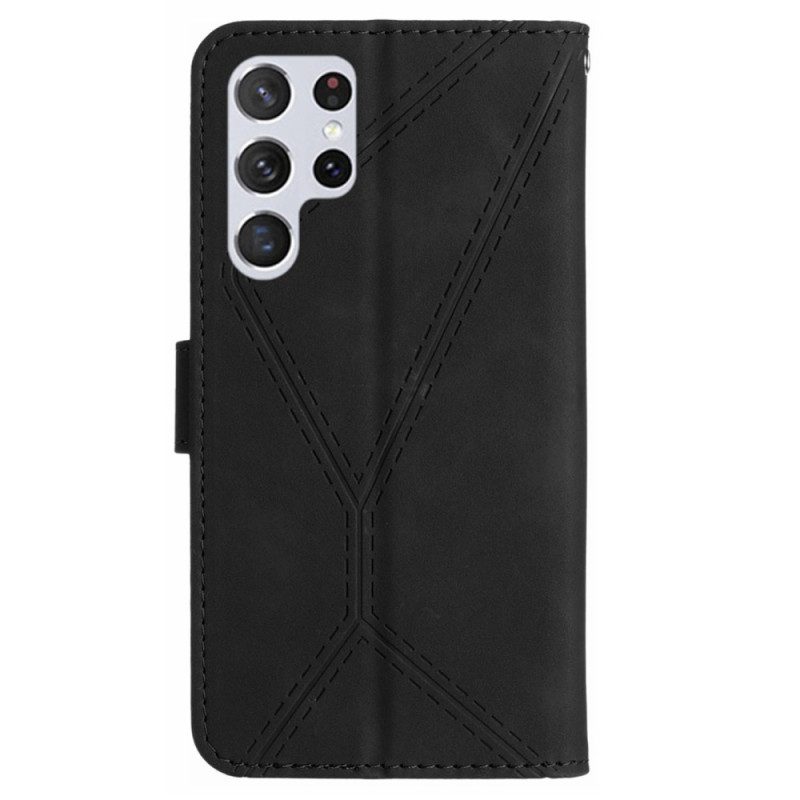 Läderfodral Samsung Galaxy S25 Ultra 5g Telefonfodral Linjer Och Tryck