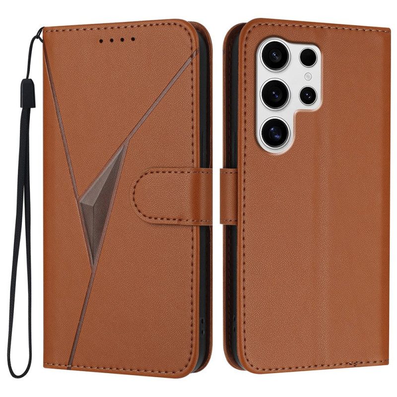 Läderfodral Samsung Galaxy S25 Ultra 5g Telefonfodral Triangulärt Mönster