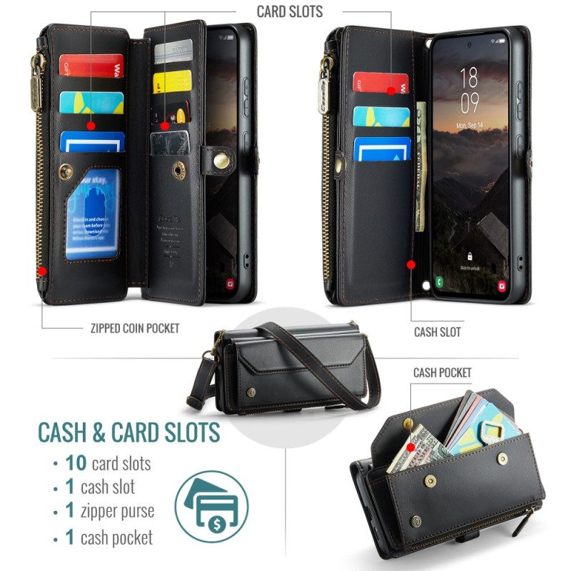 Läderfodral Samsung Galaxy S26 Plus Telefonfodral 10 Caseme-kort Hållare