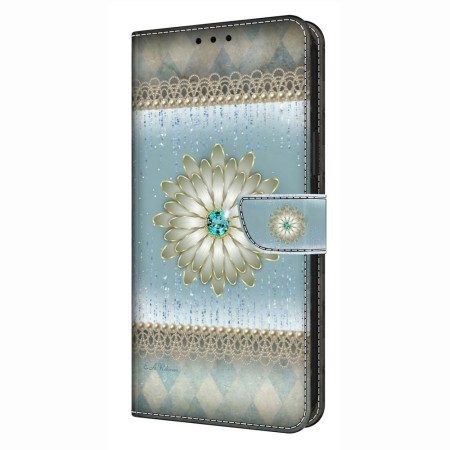 Läderfodral Samsung Galaxy S26 Plus Telefonfodral Blå Diamantblomma