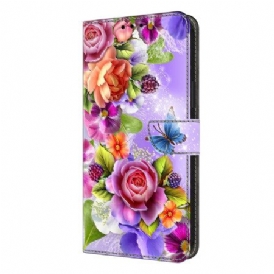 Läderfodral Samsung Galaxy S26 Plus Telefonfodral Bländande Blommor