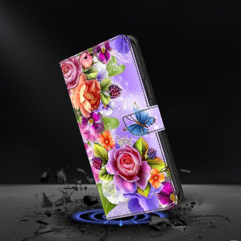 Läderfodral Samsung Galaxy S26 Plus Telefonfodral Bländande Blommor