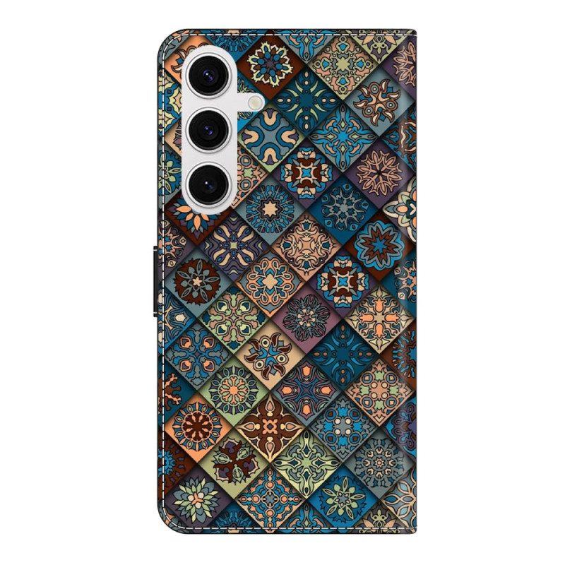 Läderfodral Samsung Galaxy S26 Plus Telefonfodral Blått Blommönster