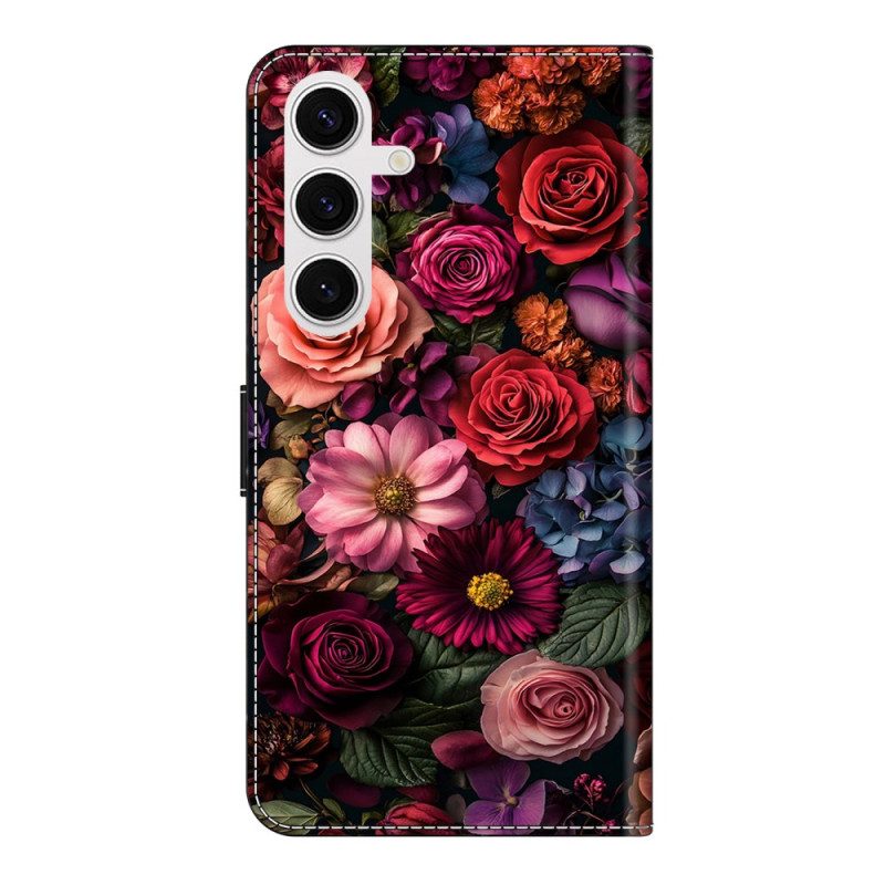 Läderfodral Samsung Galaxy S26 Plus Telefonfodral Blommönster