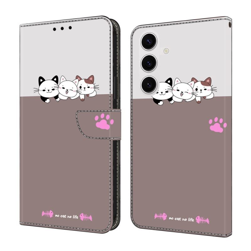 Läderfodral Samsung Galaxy S26 Plus Telefonfodral Grafik Katter
