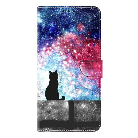 Läderfodral Samsung Galaxy S26 Plus Telefonfodral Katt I En Stjärnklar Himmel