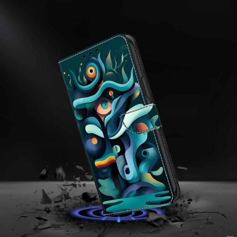 Läderfodral Samsung Galaxy S26 Plus Telefonfodral Ombregrön Graffiti