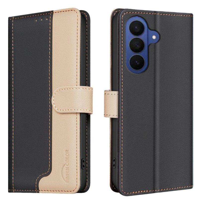 Läderfodral Samsung Galaxy S26 Plus Telefonfodral Tvåfärgad Binfen Färg