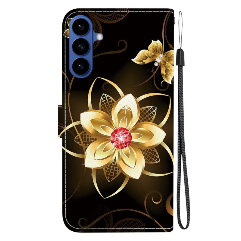 Läderfodral Samsung Galaxy S26 Telefonfodral Gyllene Blomma