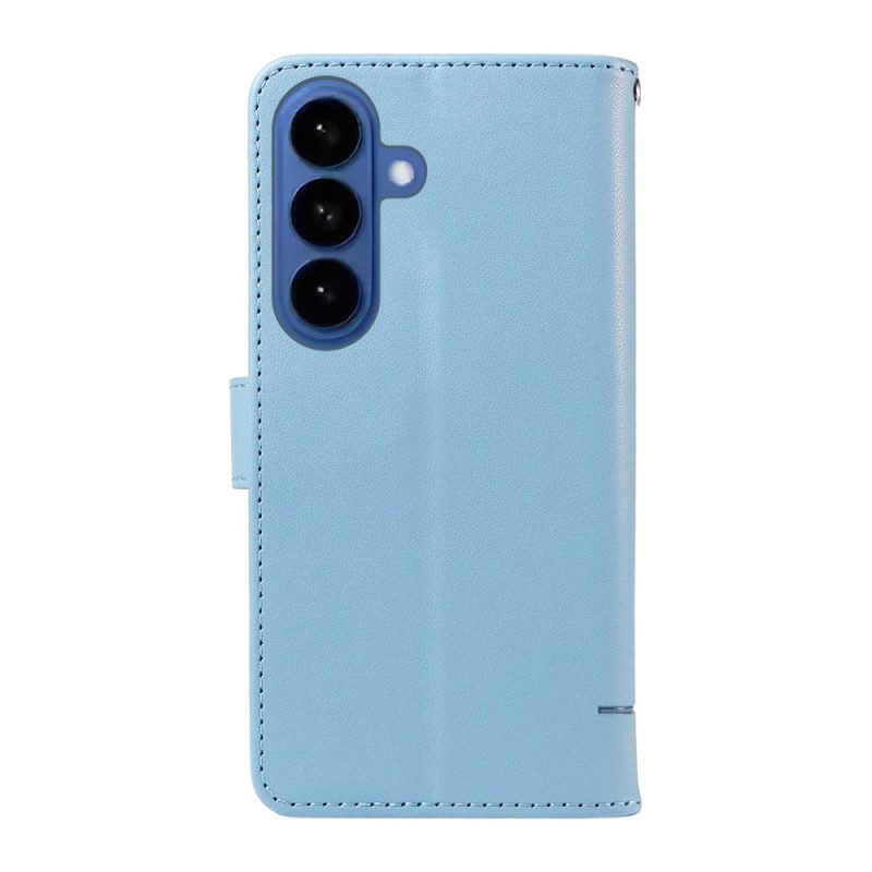 Läderfodral Samsung Galaxy S26 Telefonfodral Katttassavtryck Med Rem