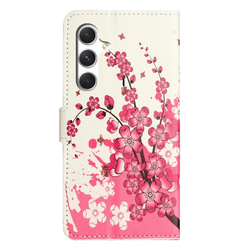 Läderfodral Samsung Galaxy S26 Telefonfodral Plommonblommor