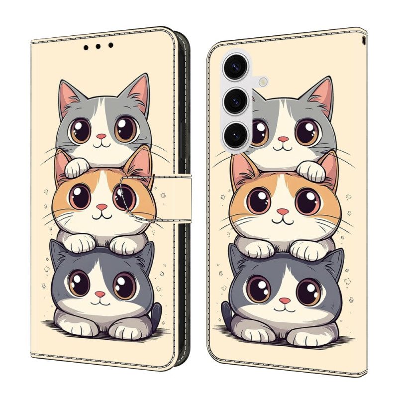Läderfodral Samsung Galaxy S26 Telefonfodral Staplade Katter